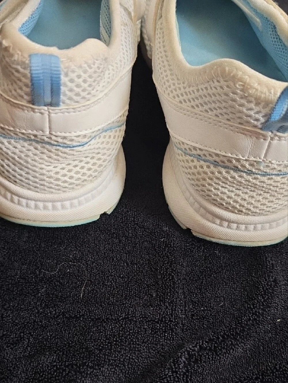 White Mary Jane Sneakers with Light Blue Accents